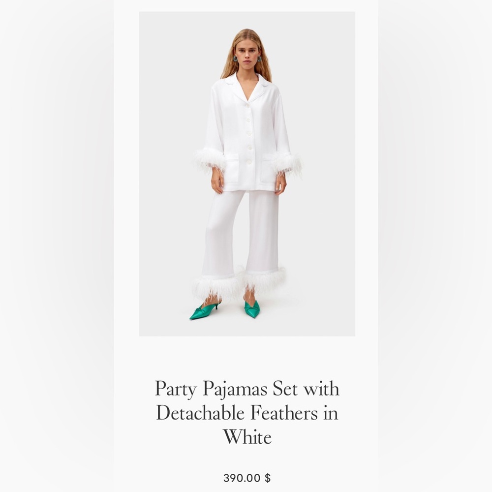 Sleeper Party PJs | Bridal Pajamas | White Feathers | size XS